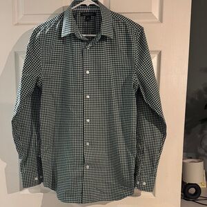 Banana Republic Black and Green Checkered Shirt